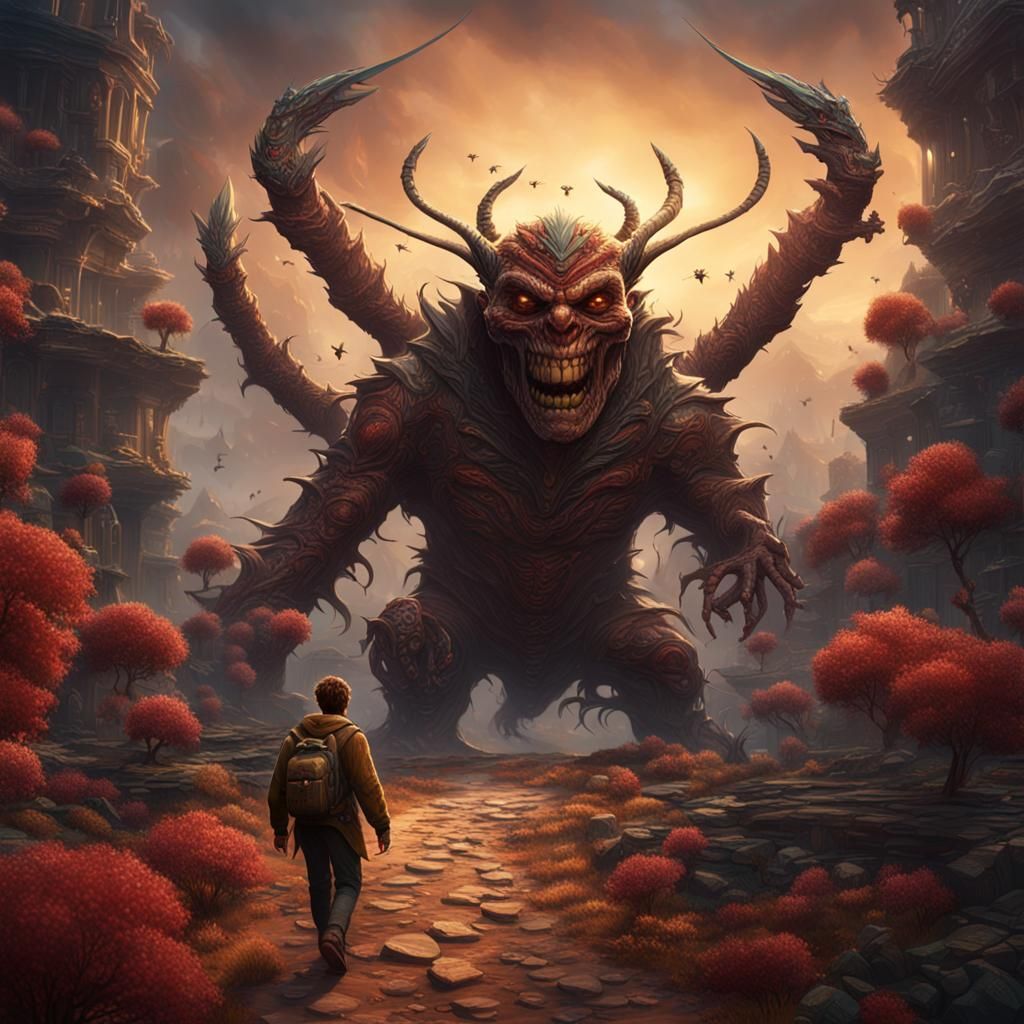 Smiling Man vs Beezlebub: Fantasy Concept Art