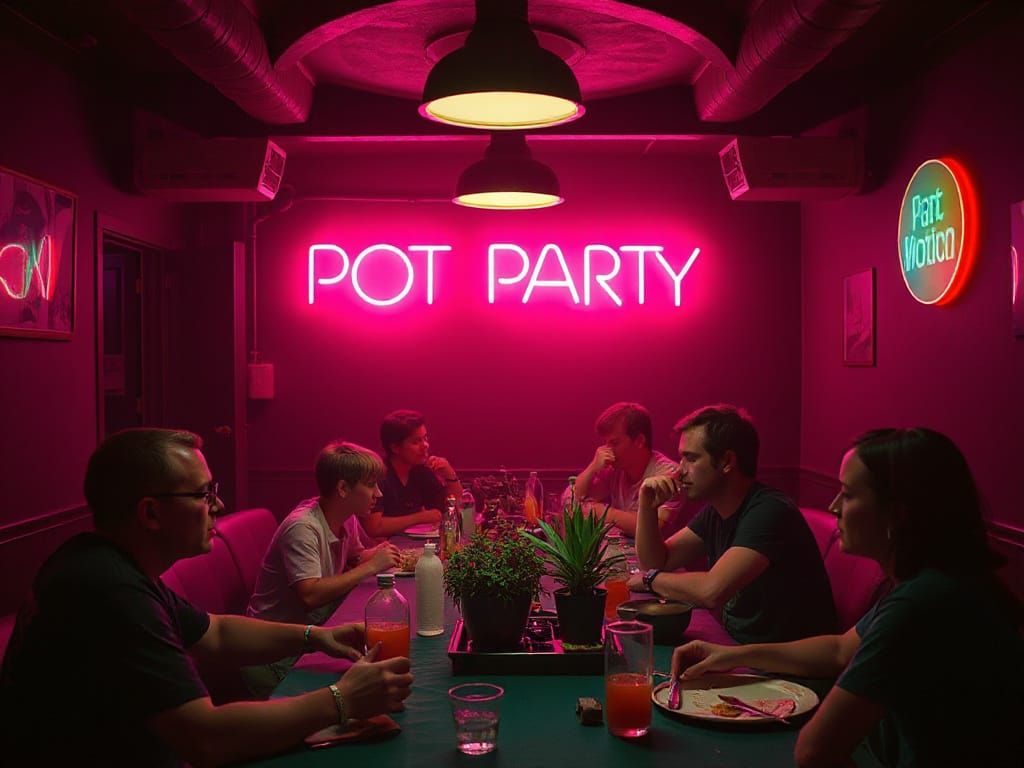 Vaporwave Cityscape Under Neon Glow