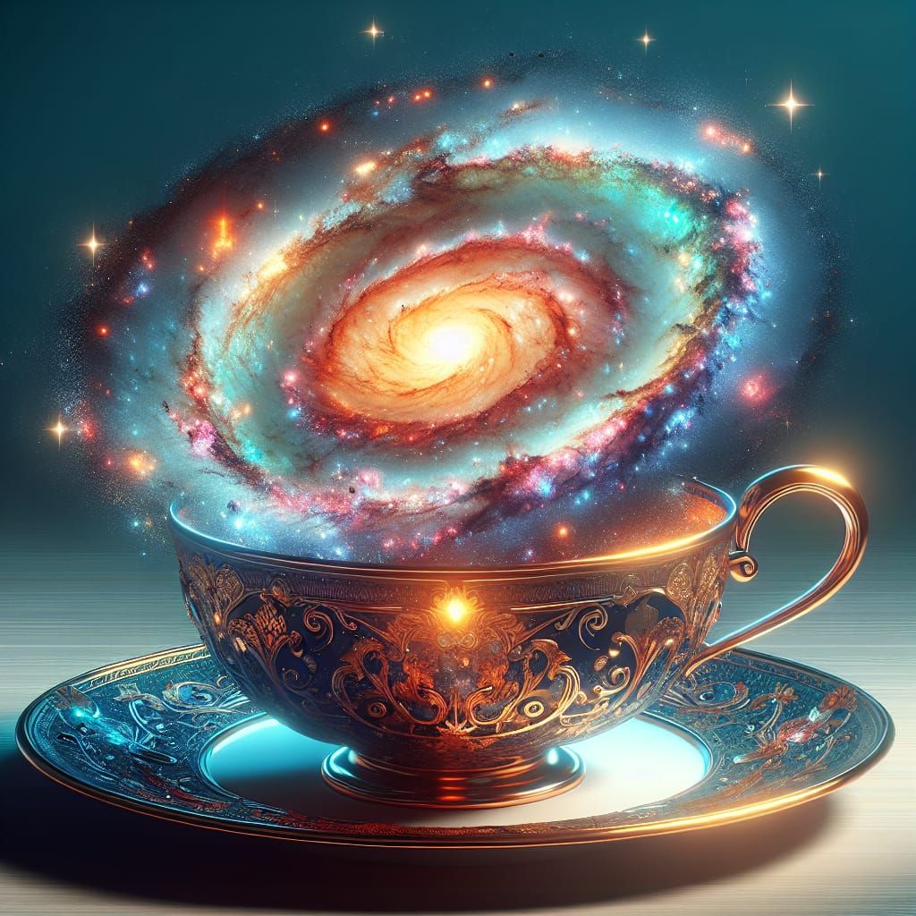 Galaxy in Teacup: Iridescent Cosmic Fantasy