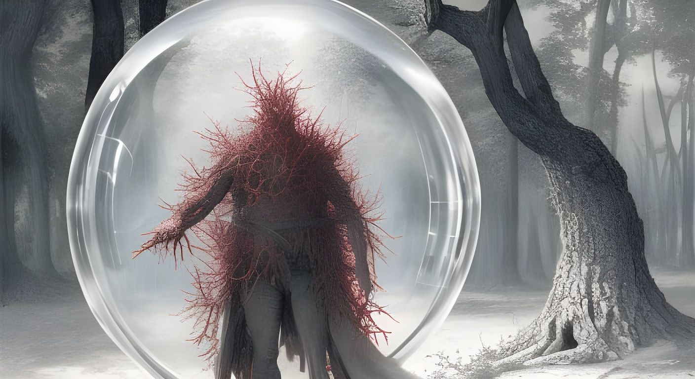 Mutant Man Encased in Bubble, Dark Fantasy Style