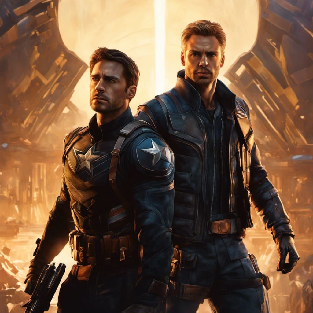 Detailed Portrait of Two Men in Comic Book Style