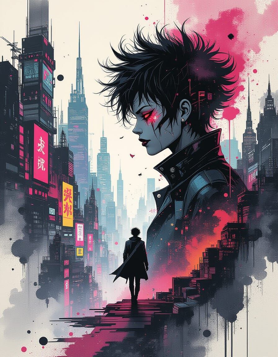 Gothic Cyberpunk Chaos Transforms into Beauty