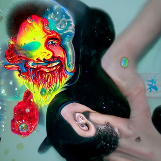 Smiling Man in Holographic Cosmic Illustration