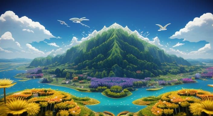 Abstract Fractal Art Informel with Summer Theme