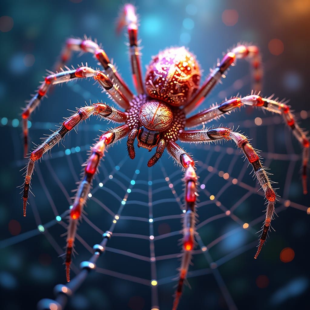 Crystallized Spider Web in Hyperrealistic Splash Art