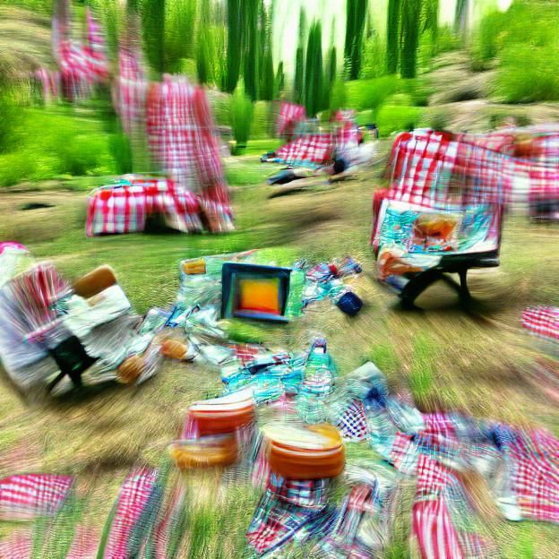 Abstract Impressionism Picnic Scene