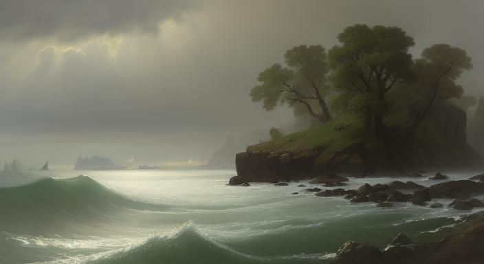 Dramatic Seascape in Romantic Style