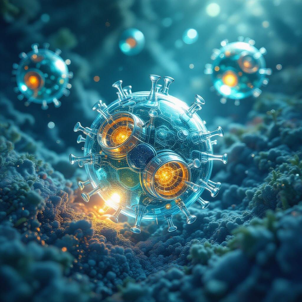 Nanobots Repairing Cells in Microscopic View