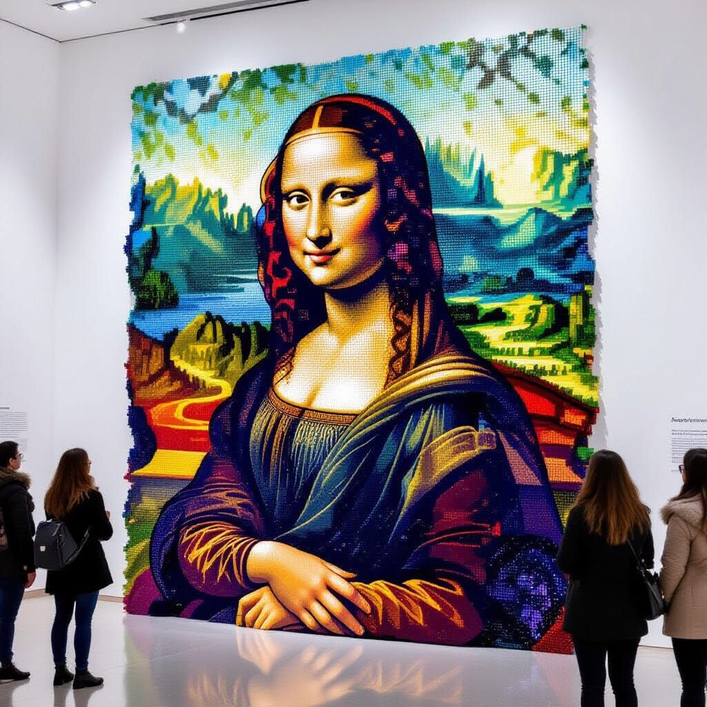 Beaded Mona Lisa Installation in Gallery
