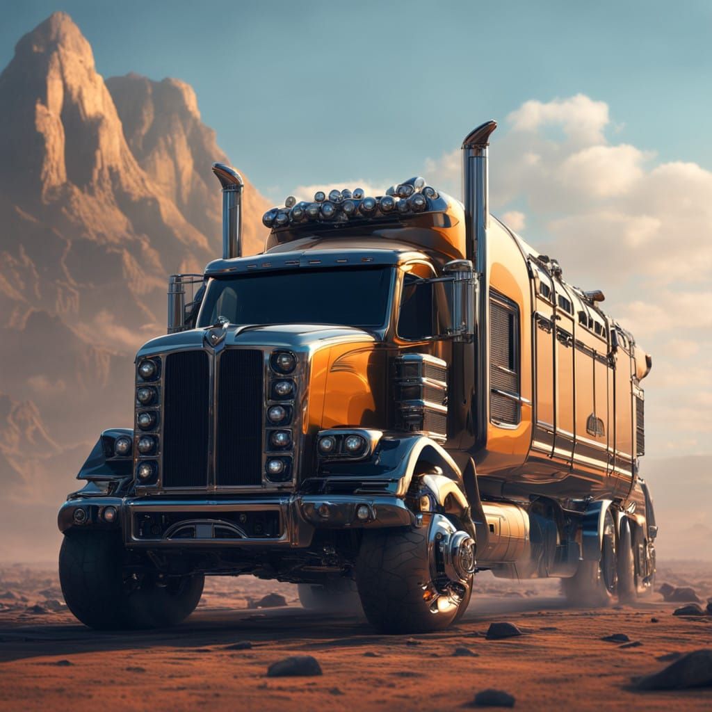 Sleek Futuristic Semi-Truck Double-Decker Bus Hybrid