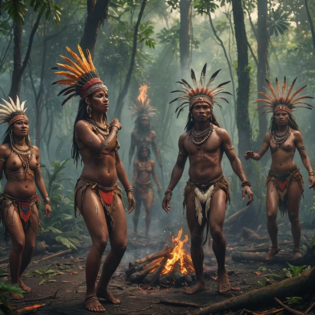 Hyper-Realistic Lemurian Natives in Ritual Dance