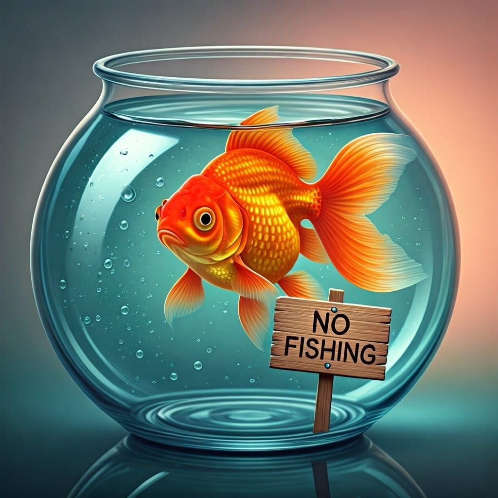 Whimsical Goldfish Protests Fishing in Fantasy Concept Art