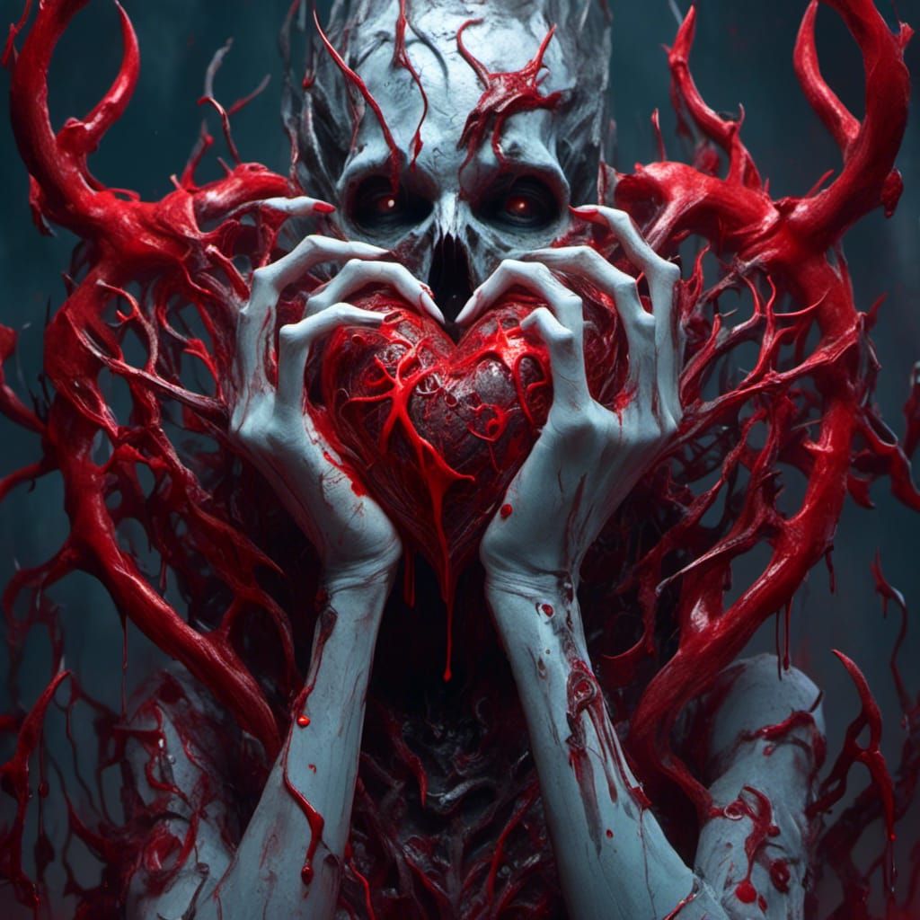 Hand Holding Bleeding Heart Anatomical Art