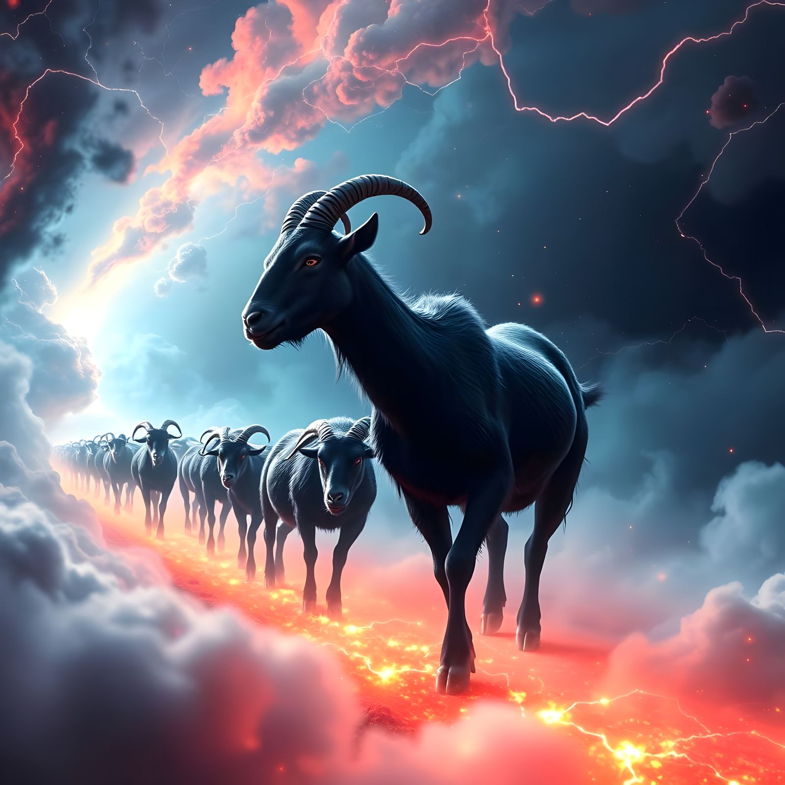 Demonic Goats Vanish into Event Horizon Illuminated by Molec...