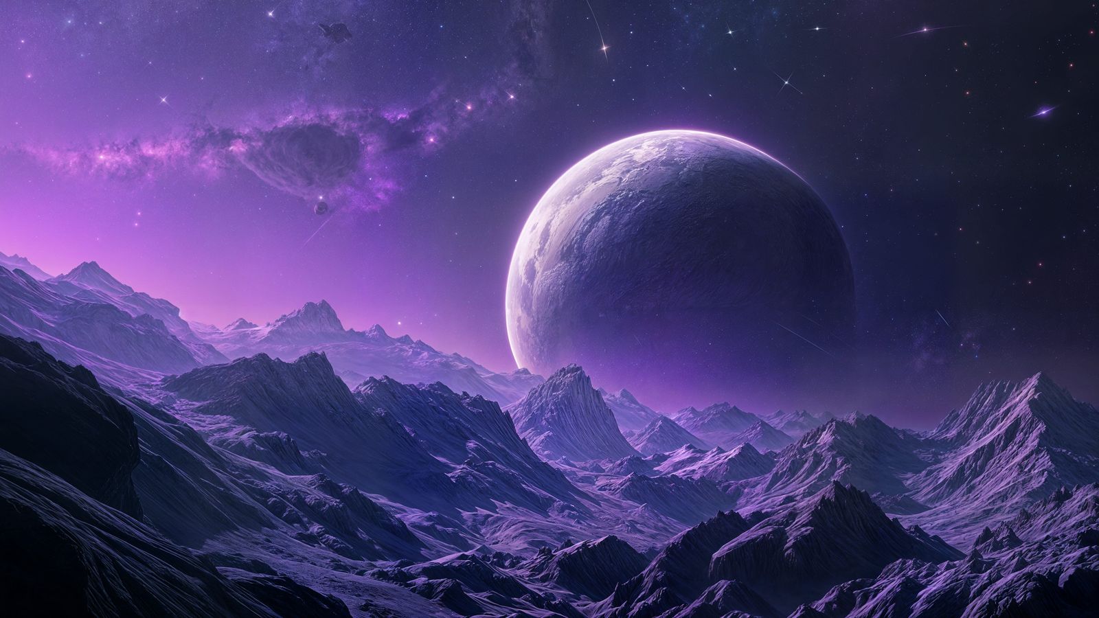 Purple Planet in Deep Space: Fantasy Concept Art