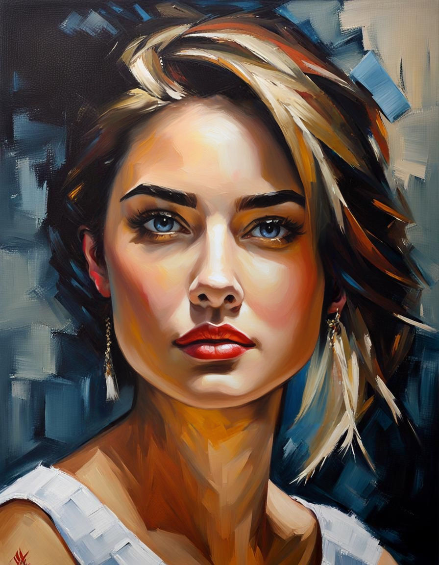 Stunning Young Woman in Impasto Oil Painting