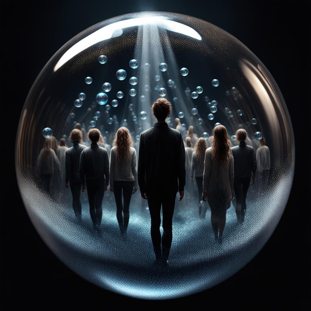 Crystal Bubble People: 2.5D Digital Illustration