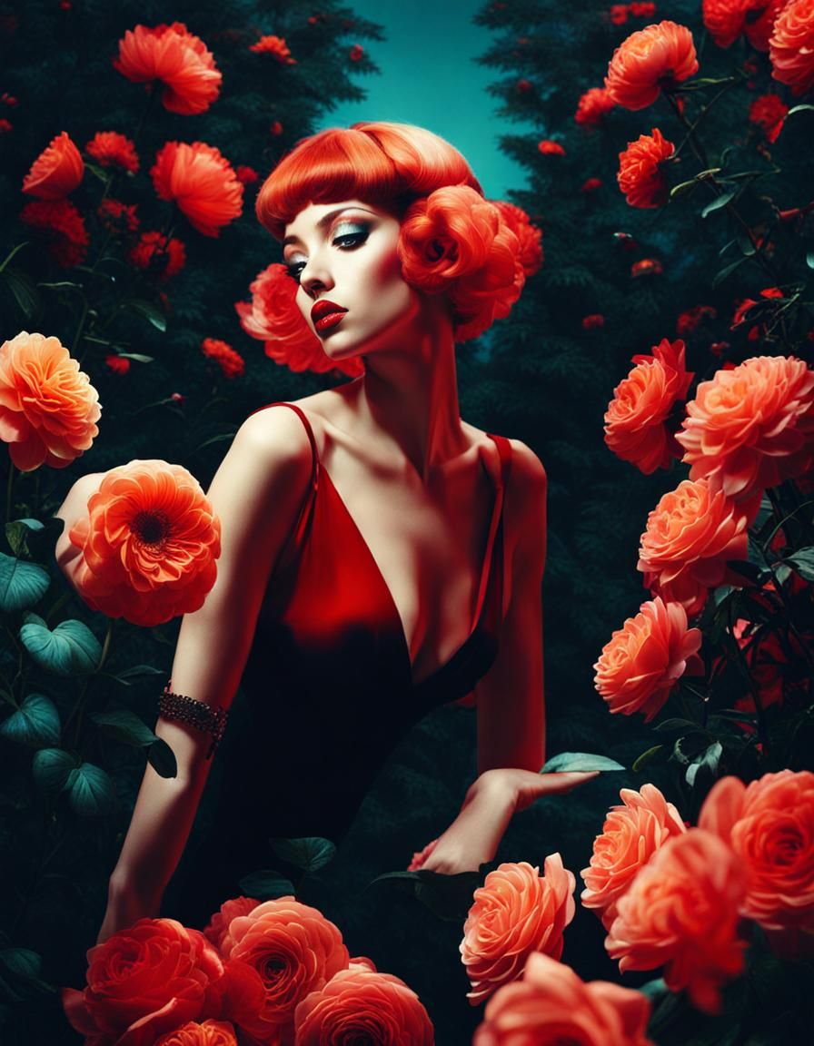 Zombie Boyfriend Date with Flowers, Fine Art Portrait