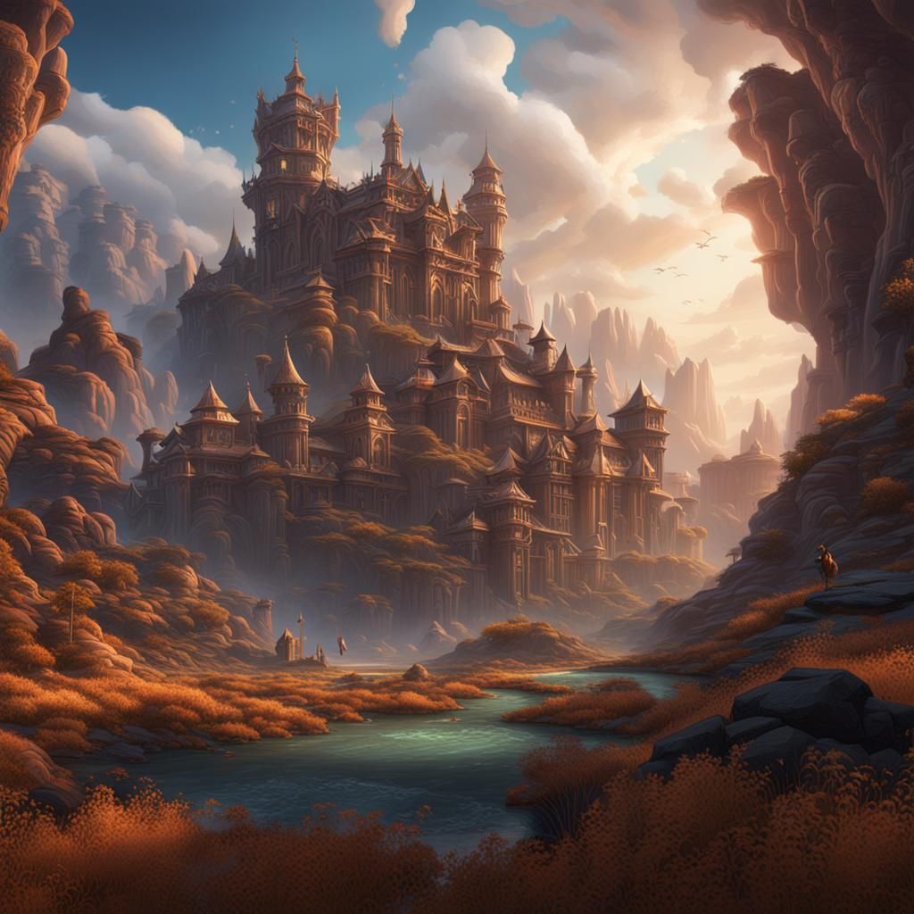 Fantastical Land of Everlasting Day in Detailed Matte Painti...