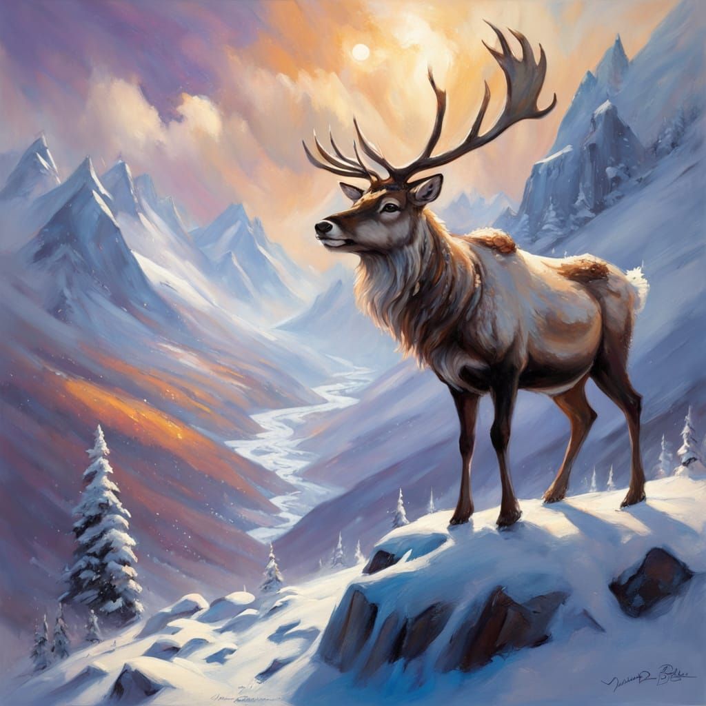Reindeer in a Dreamy Winter Wonderland