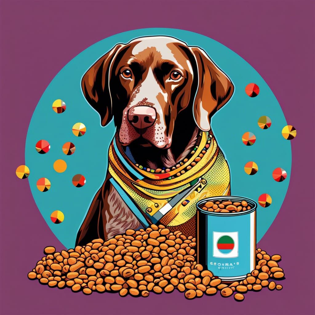 German Pointer Feasting: A Pop Art Digital Print