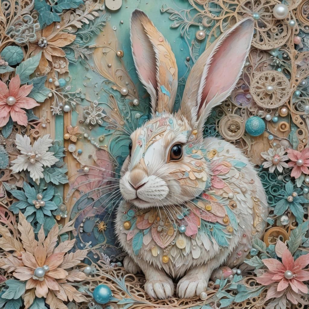 Vibrant Holiday Collage Bunny