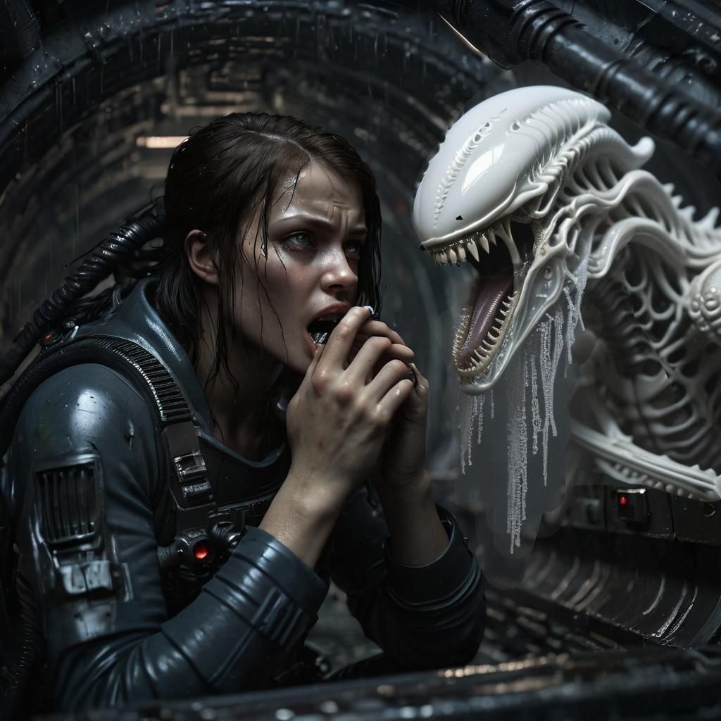 Xenomorph with Lace Filigree and Dripping Saliva