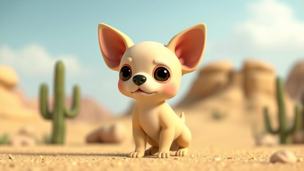 Clay Animation: Chihuahua in Desert Setting