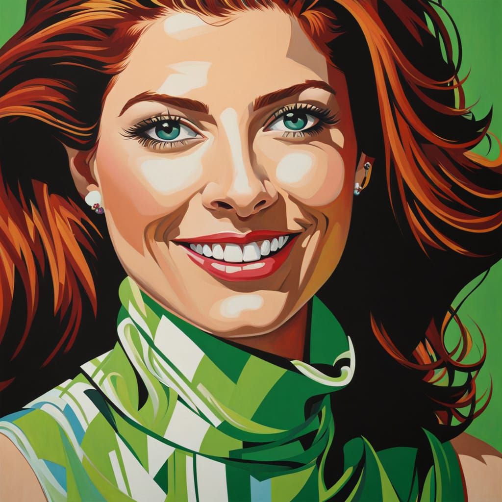 Pop Art Portrait of Young Woman in Kandinsky Style