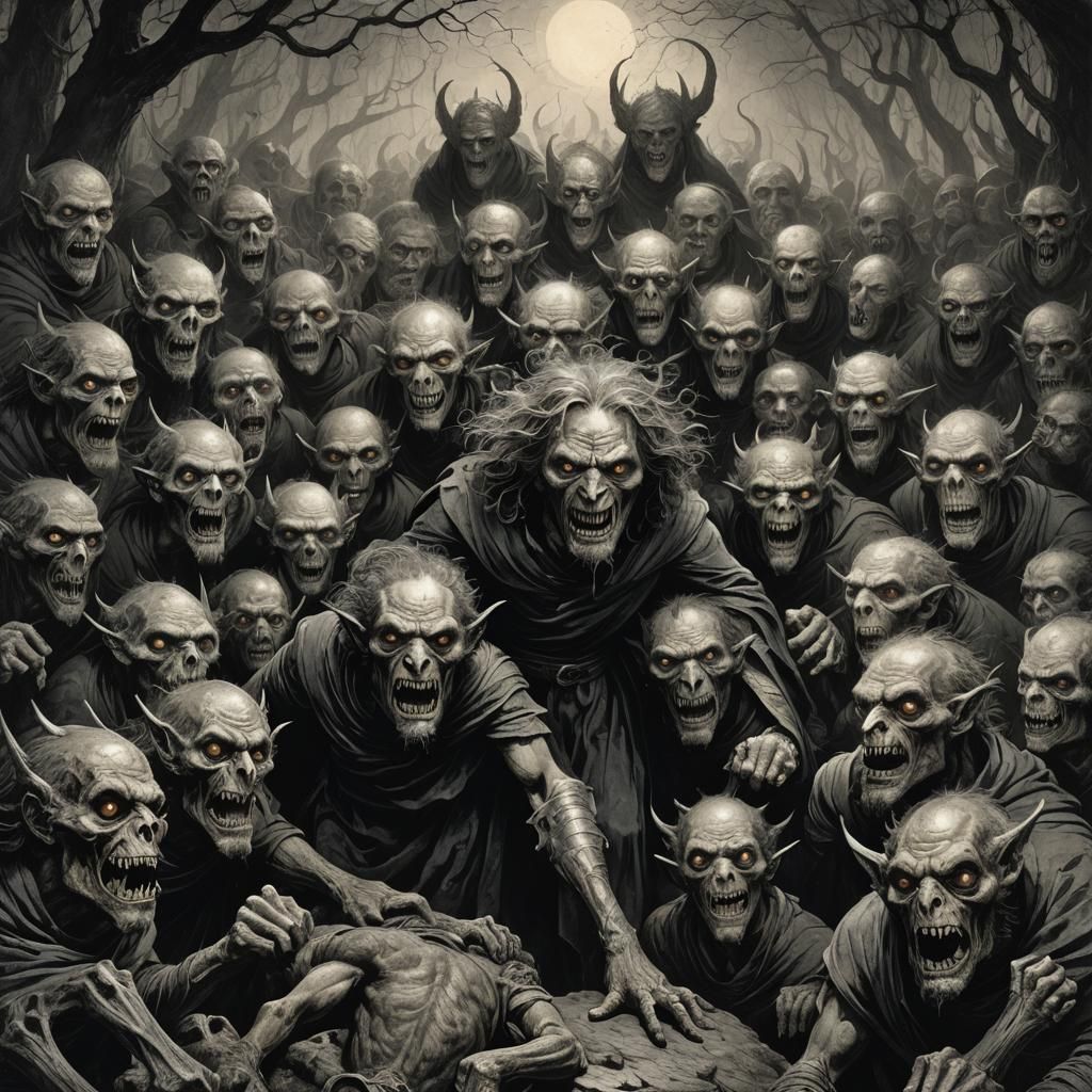 Fierce Eyes in Gothic Horror Style