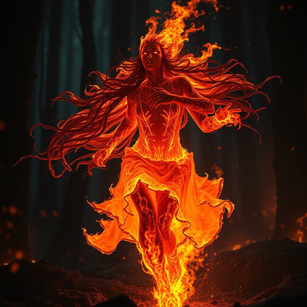 Ethereal Warrior of Flames and Shadows
