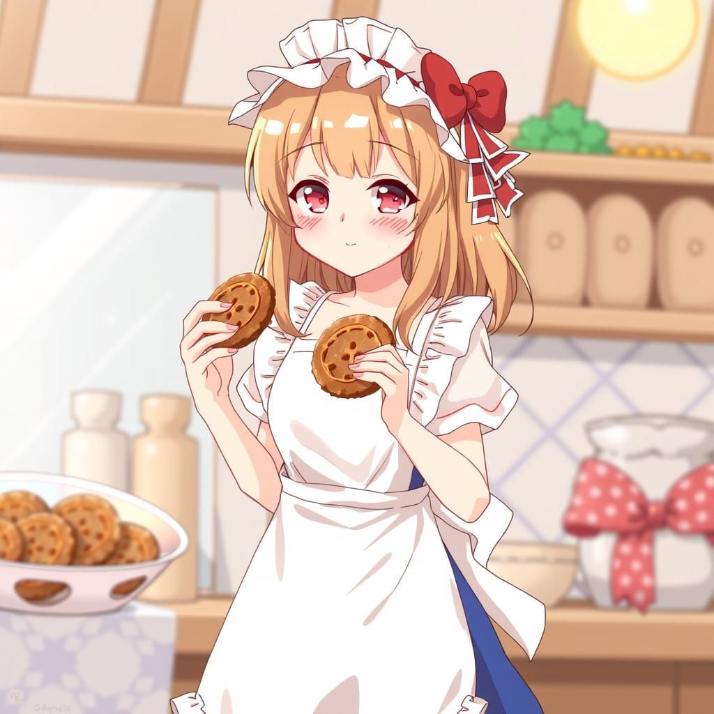 Gingerbread Cookies Baked by a Young Anime Girl