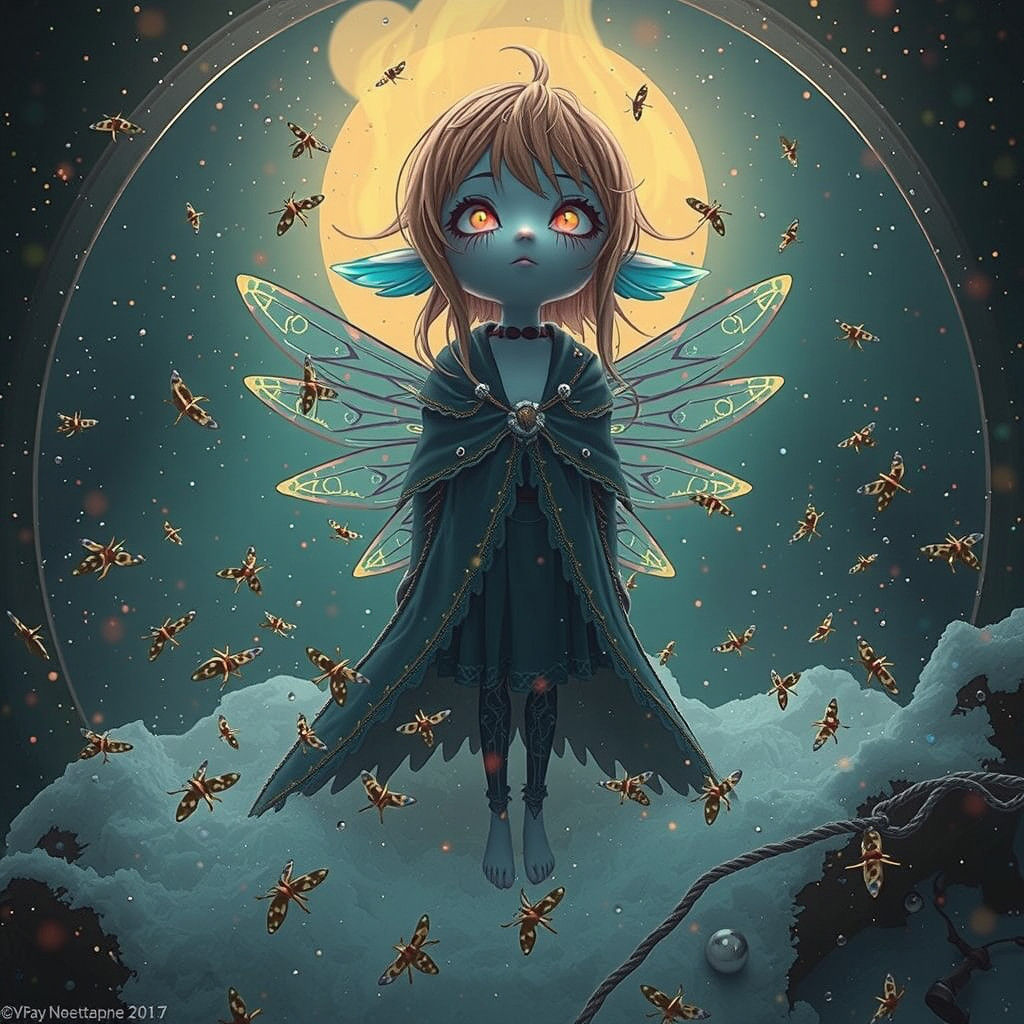 Firefly in Mystical Snowglobe: Digital Anime 3D Art