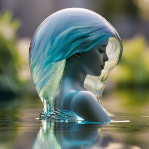 Water Elemental Girl in Digital Art Style