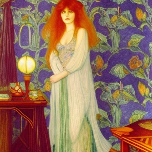 Stevie Nicks in Art Nouveau Interior, Pre-Raphaelite Style
