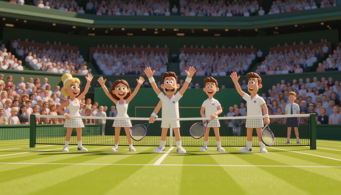 Wimbledon Players Wave to Fans: Aardman Animation Style