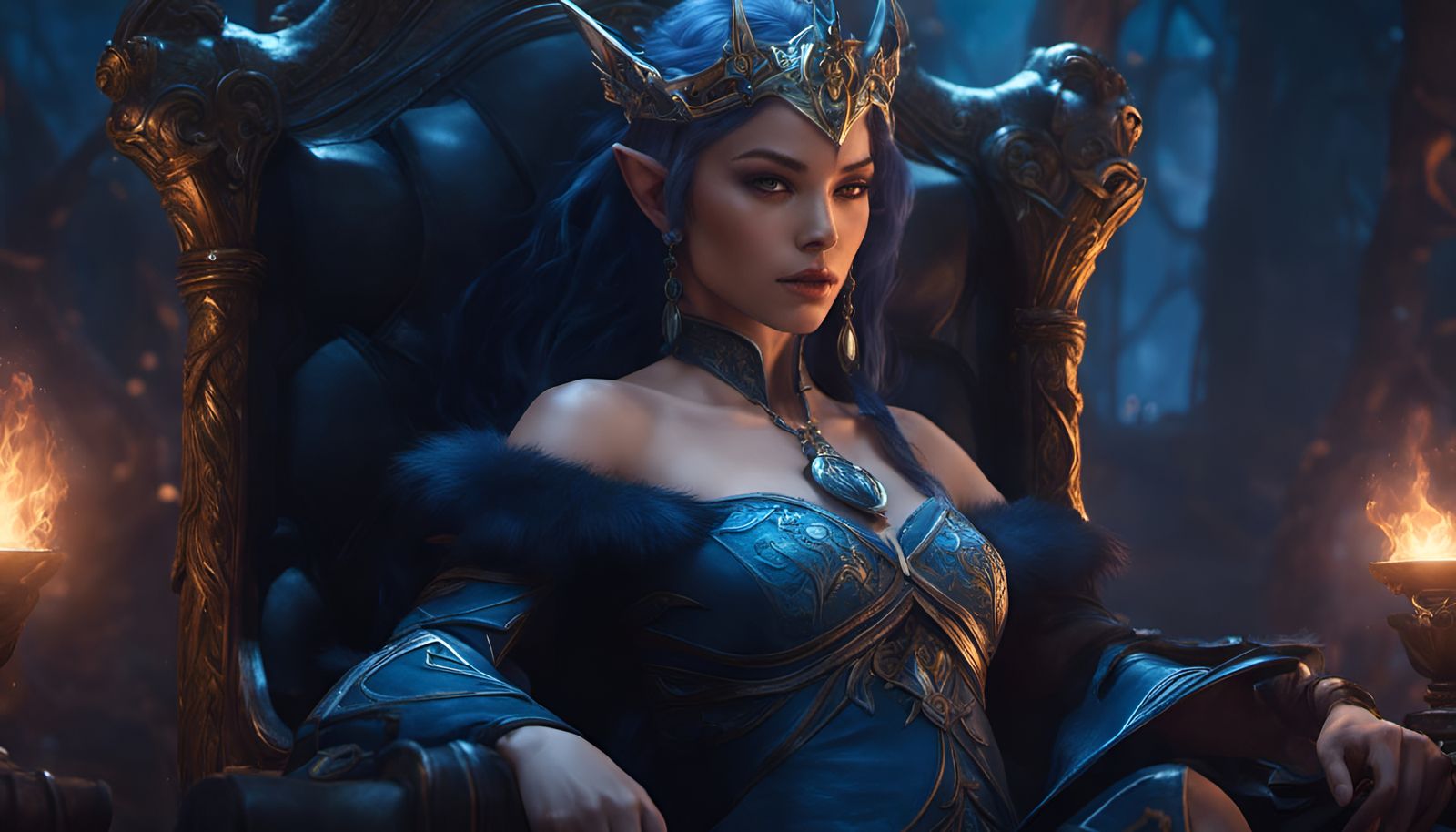 Evil Elf Queen Casting Magic Spell