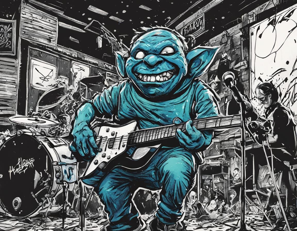 Goblin Punk Band in Dive Bar, Concept Art