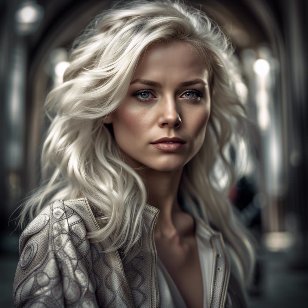 Platinum blonde woman