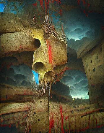 Red Skull in Catacombs: Gothic Post-Apocalyptic Horror