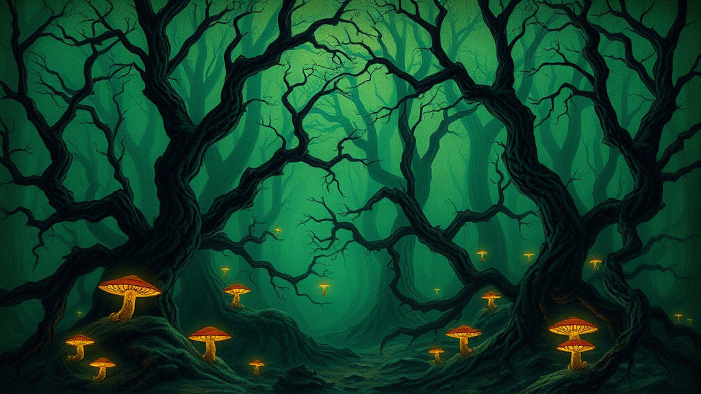 Eerie Emerald Forest Inspired by Gothic Elegance