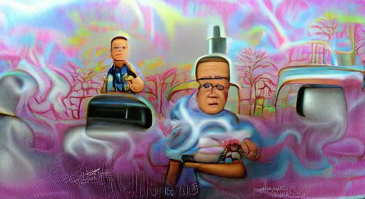 Retro Hyperrealistic Father Disciplines Child Amidst Vaporwa...