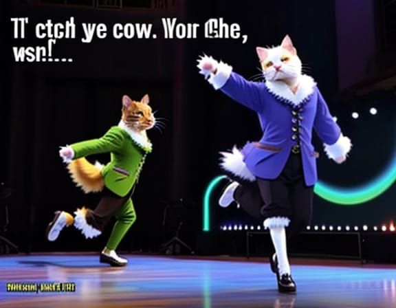 Surreal Feline Meme Captures Joyful Dance