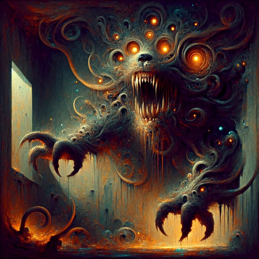 Monstrous Axolotl-Bear Emerge from Shadows in a Pre-1912 Ins...