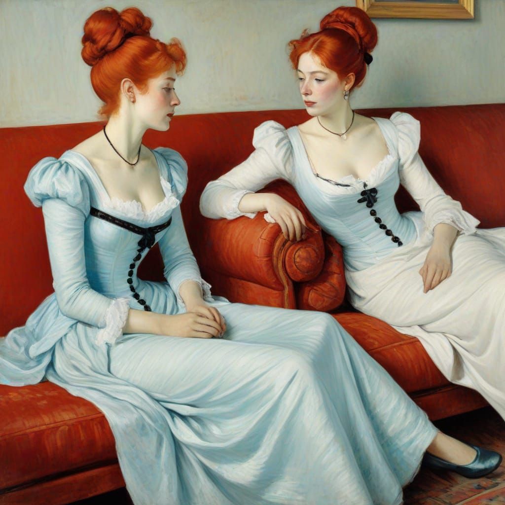 Lupanar Scene in Toulouse-Lautrec's Style