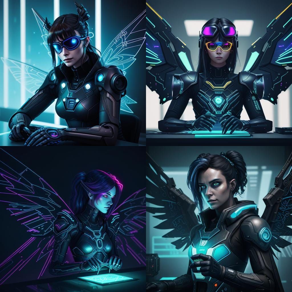 Cyberpunk Fairy Operates 3D Printer