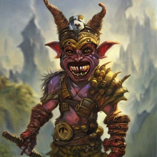 Goblin Barbarian in Oil Painting Style