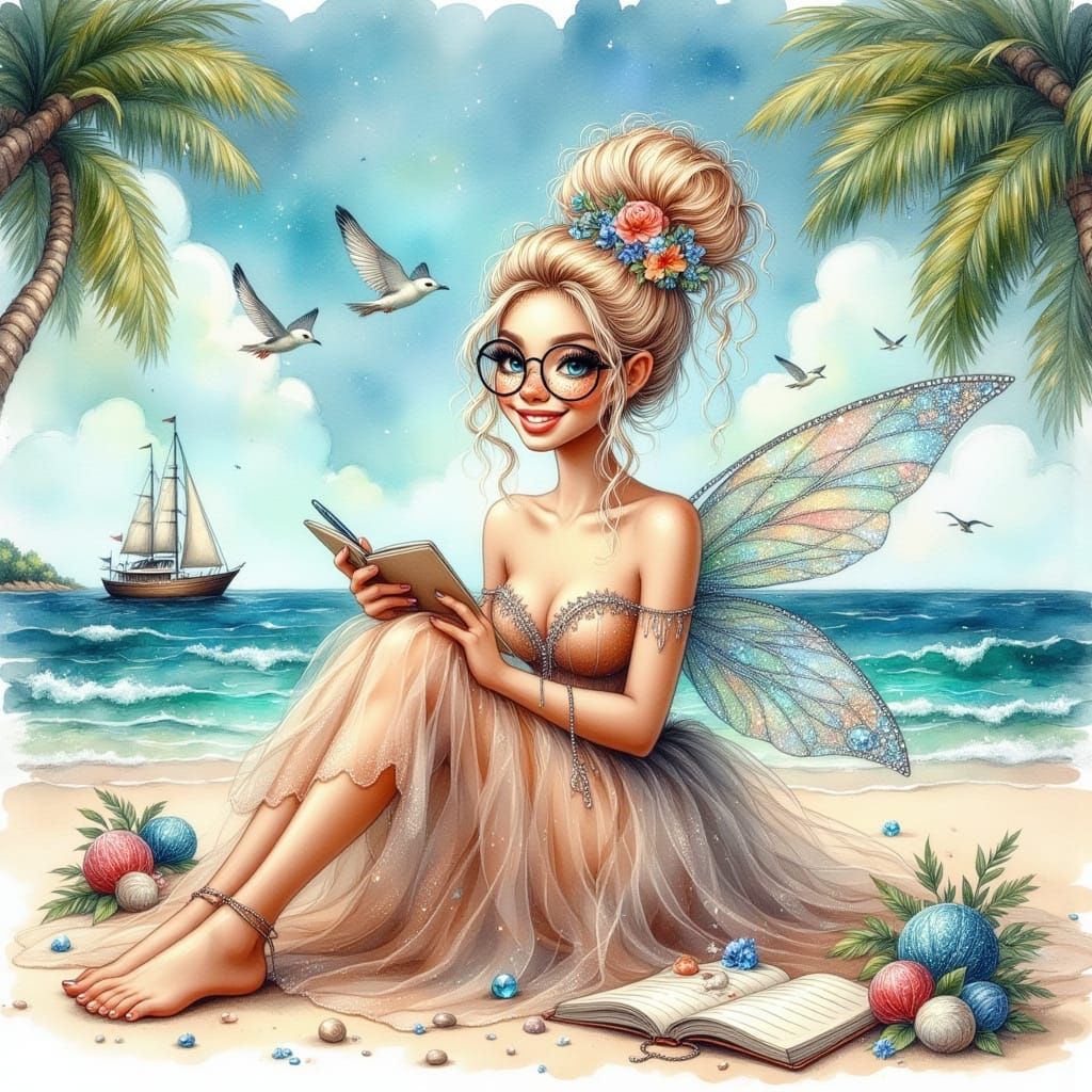 Glamorous Fairy Fashionista on a Tropical Beach