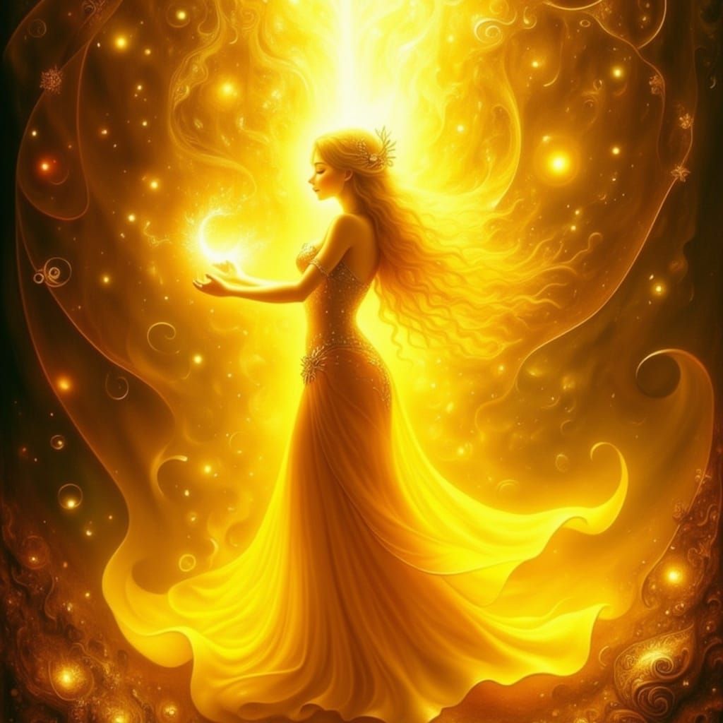 Radiant Figure Casts Sunlight Spell