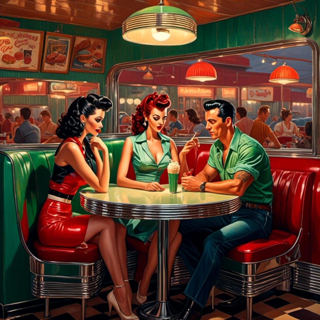Rockabilly Couple at a Diner